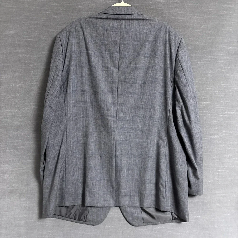 Jos A Bank Sport Coat 50R Gray Glen Check Plaid Wool Blazer Jacket Business